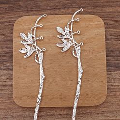 Платина Палочки для волос из сплава и листьев виноградной лозы, аксессуары для волос для женщин, платина, 171x30 мм