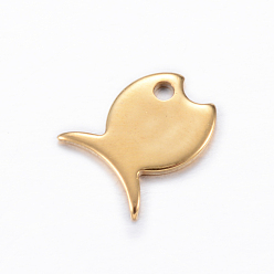 Золотой 201 прелести нержавеющей стали, рыба, золотые, 10.5x9x1 мм, отверстие : 1.5 мм