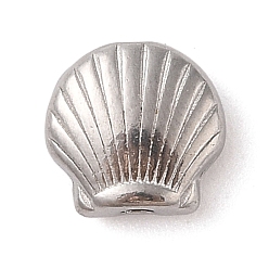 Shell Shape Устойчивы к потускнению 304 бусины из нержавеющей стали, цвет нержавеющей стали, формы раковины, 9x9.5x4 мм, отверстие : 1.6 мм