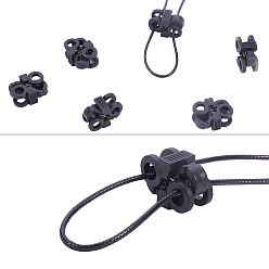 Black Adjustable Plastic Shoelace Buckle, Cord Lock Clip Clamp, Black, 23.5x18x11mm