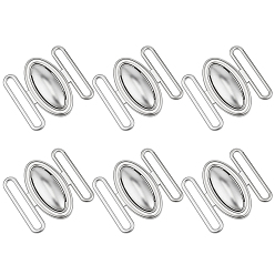 Platino 6 piezas de hebillas de cinturón de aleación, Para abrigos y chaquetas acolchadas de mujer, Platino, 36x37.5x7.5 mm, agujero: 30x4 mm