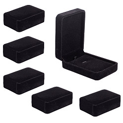 Black Velvet Pendants Boxes, Rectangle, Black, 10.2x7.1x3.7cm