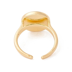 Real 18K Gold Plated Shell Flat Round Open Cuff Ring, Brass Jewelry for Women, Cadmium Free & Lead Free, Long-Lasting Plated, Real 18K Gold Plated, US Size 6 1/2(16.9mm)