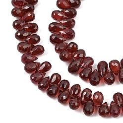 Granate Granate natural hebras, lágrima, facetados, superior perforado, con la borla, 5 mm, agujero: 0.5 mm, sobre 60 unidades / cadena, 13.78'' (35 cm)