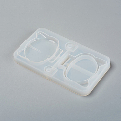 White Foldable Makeup Mirror Silicone Resin Molds, for DIY UV Resin & Epoxy Resin Craft Casting Making, Cat Shape, White, 135x77x11.5mm, Inner Size: 15~56x11~60mm