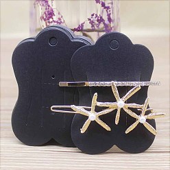 Черный Карты дисплея скрепки для волос, кость, чёрные, 6.5x5.1 см, около 100 шт / упаковка