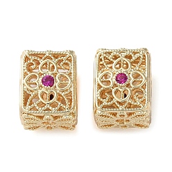 Золотой Обшивка стойки латунь с циркониевыми бусинами, долговечный, без свинца и без кадмия, полый прямоугольник, золотые, 11.5x9x10 мм, отверстие : 2 мм