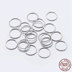 Rhodium Plated Rhodium Plated 925 Sterling Silver Round Rings, Soldered Jump Rings, Closed Jump Rings, Platinum, 18 Gauge, 9x1mm, Inner Diameter: 7mm, about 48pcs/10g