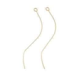 Настоящее золото 18K Латунная фурнитура для серег, с петлей, долговечный, без никеля , волнистая линия, реальный 18 k позолоченный, 63x6x1 мм, отверстие : 2 мм