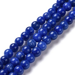 Midnight Blue Natural Mashan Jade Round Beads Strands, Dyed, Midnight Blue, 8mm, Hole: 1mm, about 51pcs/strand, 15.7 inch
