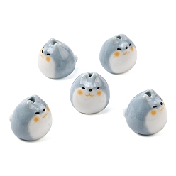 Светлый Стально-синий Фарфоровые бусины ручной работы, яркие глазированный фарфор, собака, светло-стальной синий, 16~16.5x16.5x18.5 мм, отверстие : 2.5 мм