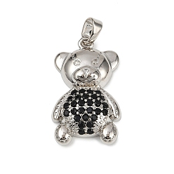 Платина Латунные микро проложить кубического циркония подвески, нести прелести, долговечный, без свинца и без кадмия, платина, 27x16.5x5.5 мм, отверстие : 4.5x3.5 мм