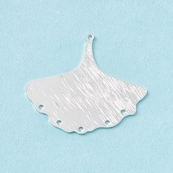 Посеребрённый Латунные люстры ссылки компонент, без кадмия и без свинца, гингко лист, 925 серебро покрытием, 31.5x35x0.5 мм, отверстие : 1.2 мм