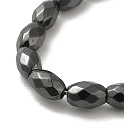 Magnetic Hematite Strong Magnetic Synthetic Hematite Beads Strands, Faceted Oval, 7~8x5~5.5mm, Hole: 1.4mm, about 50pcs/strand, 15.35''(39cm)