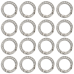 Платина 16 шт. Кольца пружинные со стразами из сплава, кольцо, платина, 25x4.5 мм