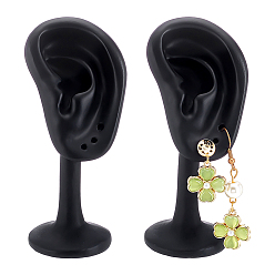 Черный Подставки для сережек из гипса, форма уха, чёрные, 4.3x4x10.3 см, отверстие : 2 мм