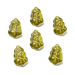 (932FM) Темно-синий аква-матовый с подкладкой Прозрачные акриловые бусины, золотой металл обвитыми, Рождественские елки, темно-золотистые, 17x12x4.5 мм, отверстие : 1.4 мм, 819 шт / 500 г