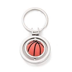 Basketball Брелки из цинкового сплава, с железными кольцами и фурнитурой из ПВХ, платина, баскетбол, 73 мм