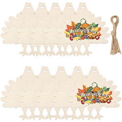 Другие Незаконченные подвесные украшения из дерева на тему Дня благодарения, детские принадлежности для рисования, настенные украшения, с пеньковой веревки, Турция, 180x178x2 мм, отверстие : 7.5 мм