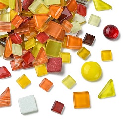 Оранжевый Кабошоны из стекла, мозаичные плитки, для поделок из мозаики своими руками, рамы для картин, оранжевые, 9.5~23x9.5~19.5x3.5~8 мм, Около 925 шт / 1000 г