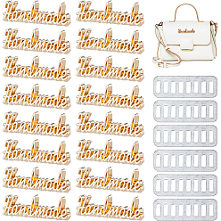 Light Gold 16Pcs Word Alloy Handmade Label Tags, with Iron Shim, for Bag Making, Light Gold, 0.9x3.55x0.35cm