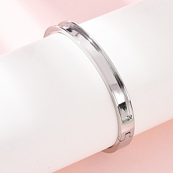 Stainless Steel Color 304 Stainless Steel Grooved Bangle Base, Blank Hinged Cuff Bangles, Leather Inlay Bangle Making, Stainless Steel Color, Inner Diameter: 1.97x2.32 inch(5x5.9cm), Slot: 5mm