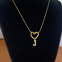 Letter J 304 Подвеска в виде сердца из нержавеющей стали с инициалом для женщин, золотые, буква J, 15.75 дюйм (40 см)