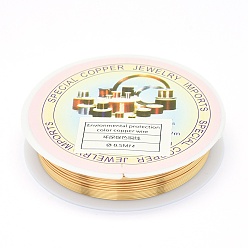 Золотой Экологически чистая медная ювелирная проволока, долговечный, золотые, 24 датчик, 0.5 мм, около 21.32 футов (6.5 м) / рулон