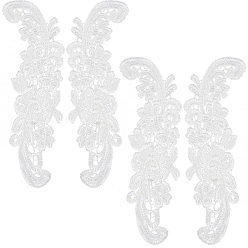 Белый Пришить аппликации в виде цветов, аппликации из полиэстера, швейные украшения, белые, 250x73x1.3 мм