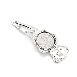Античное Серебро Заколка для волос из сплава с круглыми пустыми подставками, настройки кабошонов безеля, античное серебро, внутренний диаметр: 20 мм
