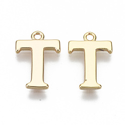 Letter T Латунь прелести, без никеля , буквы, реальный 18 k позолоченный, letter.t, т: 14x9x1 мм, отверстие : 1.2 мм