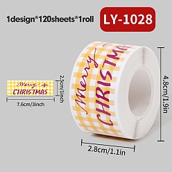 Разноцветный 120 наклейки на рождественскую тематику, самоклеящиеся бумажные наклейки, для партии, декоративные подарки, С Рождеством, красочный, 76x25x0.1 мм