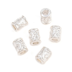 Серебро Сплавочные овальные бусины тибетского стиля , без свинца, без кадмии и без никеля, серебро , колонка, 7x5.5x5 мм, отверстие : 2.5 мм