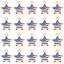 Разноцветный Подвески из эмали и сплава, звезда, goldenr, красочный, 18.5x15.5x1.5 мм, отверстие : 2 мм, 50 шт / коробка