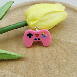 Ярко-Розовый Подвески из смолы, с платиновыми железными петлями, очарование игрового контроллера, ярко-розовый, 20x28 мм