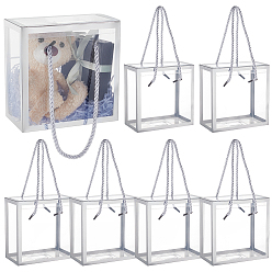 Серебро Складные прозрачные упаковочные коробки из ПВХ с горячим тиснением, с ручками из полиэстеровой веревки, прямоугольные, серебряные, 7.4x14.1x14.1 см