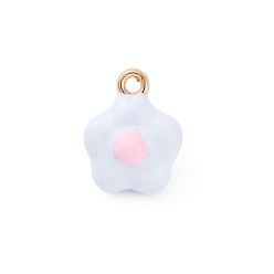 Светлый Стально-синий Сплав эмали прелести, цветочный шарм, золотые, светло-стальной синий, 13.5x10.5x6 мм, отверстие : 1.5 мм