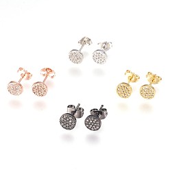 (52) Непрозрачная лаванда Латунь уха шпильки, с кубического циркония, без свинца, без кадмии и без никеля, плоско-круглые, прозрачные, разноцветные, 6x2 мм , штифт: 0.8 мм