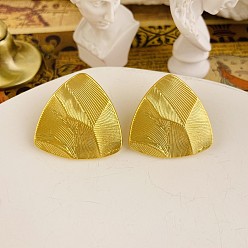 Золотой Серьги-гвоздики из латуни и сплава, текстурированный треугольник, золотые, 30x30 мм