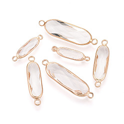 Прозрачный Латунь со стеклянными звеньями/соединительными подвесками, овальные, граненые, золотые, прозрачные, 21~34.5x5.5~9.5x3.5~6 мм, отверстие : 1.8~2.2 мм