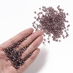 Rosy Brown Glass Seed Beads, Trans. Colours Lustered, Round, Rosy Brown, 4mm, Hole: 1.5mm, about 4500pcs/pound