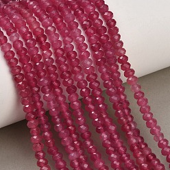 Cramoisi Teints naturels blanches perles de jade brins, rondelle, facette, cramoisi, 4x3mm, Trou: 0.9mm, Environ 118 pcs/chapelet, 13.78'' (35 cm)