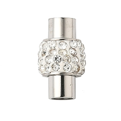 Прозрачный Магнитные застежки, нержавеющая сталь 304, колонка, со стразами, цвет нержавеющей стали, прозрачные, 13x8 мм, отверстие : 3.5 мм