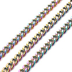 Rainbow Color Вакуумное покрытие pvd 304 кубинские звенья цепи из нержавеющей стали, несварные, с катушкой, Радуга цветов, 7x5x2 мм, около 32.81 футов (10 м) / рулон
