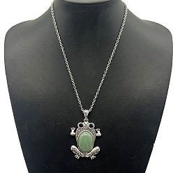 Лягушка Модные ожерелья с подвесками из сплава и паве из натурального камня, платина, лягушка