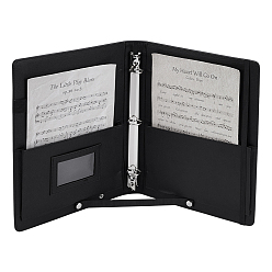 Черный Папка для нот из искусственной кожи для пианино, держатель нот в переплете, органайзер для блокнотов, прямоугольные, чёрные, 332x248x40 мм