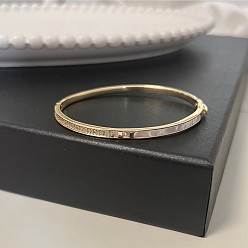 Золотой Латунные браслеты с микропаве из прозрачных кубических цирконий для женщин, золотые, внутренний диаметр: 2-3/8 дюйм (6 см)