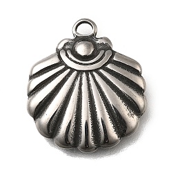 Античное Серебро Ретро 304 из нержавеющей стали подвески, подвески в форме ракушек, античное серебро, 18x16x2.5 мм, отверстие : 1.8 мм