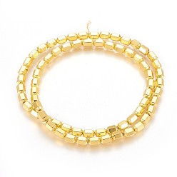 Golden Plated Electroplated Non-magnetic Synthetic Hematite Beads Strands, Long-Lasting Plated, Faceted Column, Golden Plated, 6x4mm, Hole: 0.5mm, about 68pcs/strand, 16.14 inch(41cm)