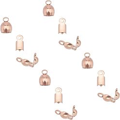 Rose Gold PVD Vacuum Plating 304 Stainless Steel Cord End Sets, include Folding Crimp Cord Ends & Bead Tips & End Caps, Rose Gold, 30pcs/box